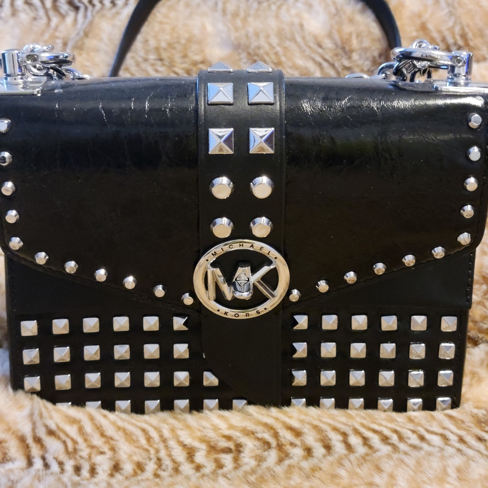 Michael Kors Black Crossbody with Silver Accents